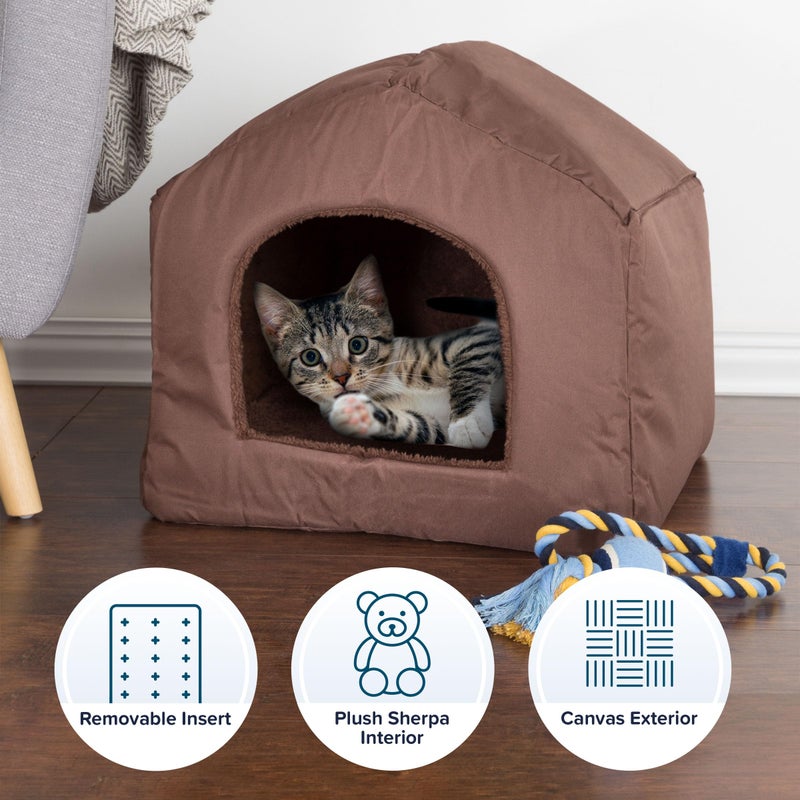 PETMAKER Dog House - Indoor Dog House with Removable Sherpa Cushioned Pad - Pet Bed for Small Dogs, Cats, or Kittens - Dog Houses by PETMAKER (Brown) - Image 2